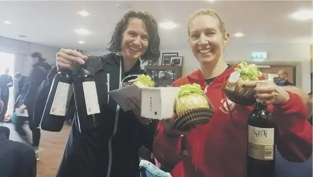  ??  ?? WINNERS: Stainland Lions won the women’s team prize at the Meltham 10k thanks to Maria Harron and Zoe Greenhow, pictured above, and Clare Smith, not pictured.