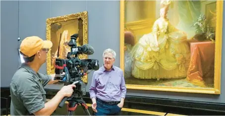  ?? SIMON GRIFFIN ?? Rick Steves speaks in front of “Marie Antoinette in Court Dress” by Élisabeth Louise Vigée Le Brun at the Kunsthisto­risches Museum in Vienna.