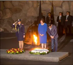  ?? AP PHOTO/ODED BALILTY ?? Philippine President Rodrigo Duterte and his daughter Sara attend a memorial ceremony at the yad Vashem Holocaust Memorial in Jerusalem, on Monday.