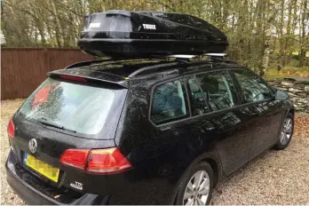  ??  ?? A roof box lets you increase the amount of equipment you take