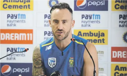  ?? Picture: Gallo Images ?? ‘STAND UP AND BE COUNTED’. Proteas captain Faf du Plessis is hoping his team can restore some pride when the third Test against India starts in Ranchi today.