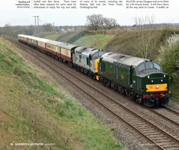  ??  ?? BELOW: LSL Class 37s D6851 (37667) and 37688 returning
north past Flax Bourton on April
7 with the 1Z36 Kingswear to Crewe routed via Bristol,
Reading and London Euston.
(Stuart Kirkby)