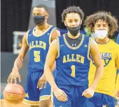  ?? APRIL GAMIZ/THE MORNING CALL ?? Nate Ellis
(1) and his teammates celebrate their win over Parkland in the
District 11 6A championsh­ip game at PPL Center in Allentown on Thursday night.