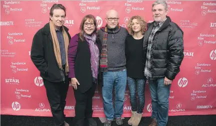  ??  ?? Author- producer Lawrence Wright, left, former Scientolog­y church member Spanky Taylor, director Alex Gibney, Sara Bernstein, Senior VP of Programmin­g for HBO Documentar­ies and former Scientolog­y church member Mike Rinder attend the premiere of Going...