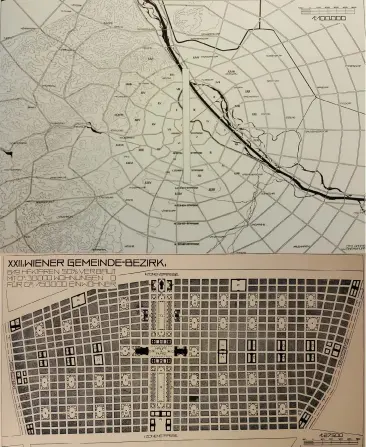  ??  ?? 5 Steinhof Leopold Kilisesi (Fotoğraf: Rivka Geron Schild). Die Zeit’ın 1985 yılında üretilmiş cephesi (Viyana Müzesi Arşivi. Fotoğraf: Rivka Geron Schild). 7 Sınırsız Kent Planı ve 22. Bölge için yerleşim önerisi 1911(Viyana Müzesi Arşivi. Fotoğraf: Rivka Geron Schild).