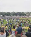  ??  ?? Crowds attend the 135th Durham Miners Gala.