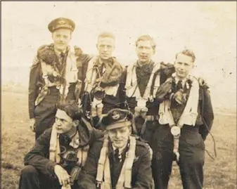  ??  ?? Although he couldn’t be positively identified, Airman Reginald Bertram Smith, a Sydney native killed when his Halifax bomber crashed in Germany near the end of the Second World War, is believed to be in this photo of the airplane’s crew.