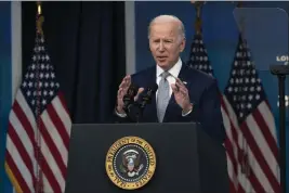  ?? MANUEL BALCE CENETA — THE ASSOCIATED PRESS ?? President Joe Biden speaks about inflation in the South Court Auditorium on the White House complex in Washington on Tuesday.