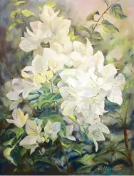  ??  ?? White Bougainvil­leas, oil on canvas by Melissa Villaseñor.