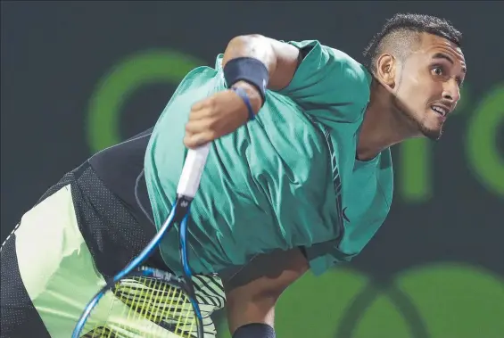  ??  ?? IN DOUBT: Nick Kyrgios is having daily treatment for a hip injury that threatens his French Open campaign and could disrupt his tilt at Wimbledon.