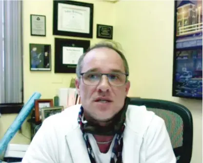  ?? SCREEN SHOT ?? Kurt Jones participat­es in an online video meeting with Franklin Elementary’s Local School Council.