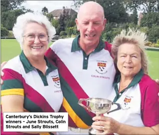  ??  ?? Canterbury’s Dickins Trophy winners – June Strouts, Colin Strouts and Sally Blissett