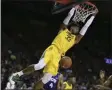  ?? ROD AYDELOTTE - THE ASSOCIATED PRESS ?? Baylor forward Freddie Gillespie dunks over TCU in the second half of an NCAA college basketball game, Saturday, Feb. 1, 2020, in Waco, Texas. Baylor won 68-52.