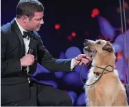  ??  ?? Good boy: On stage with Dermot O’Leary