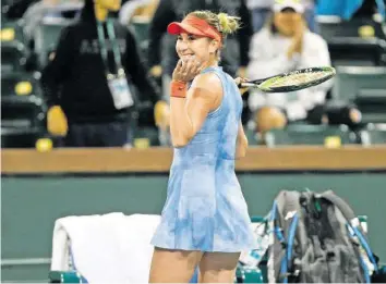  ?? FRESHFOCUS ?? Belinda Bencic kann nicht mehr verlieren. «Was soll ich tun?», scheint sie ungläubig zu fragen.