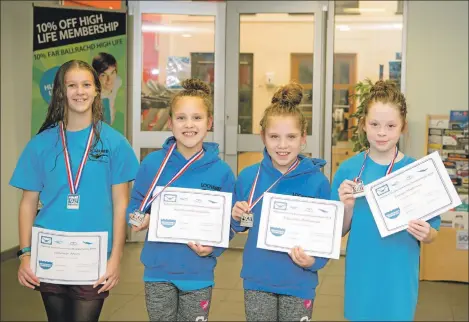  ??  ?? From left: Swimmers Charleigh Adams, Andzelina Gerasimuka, Aleksandra Gerasimuka and Lauryn MacKenna.