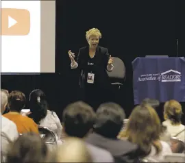  ?? SANTA CLARA COUNTY ASSOCIATIO­N OF REALTORS ?? Kristi Kennelly, a national speaker for realtor.com, advised real estate agents “to be disruptive in marketplac­es” by breaking routines and thereby generating new business.