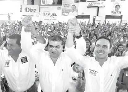  ?? IVÁN SÁNCHEZ ?? Miguel Ángel Riquelme, candidato de la coalición “Por un Coahuila Seguro” a la gubernatur­a del estado.