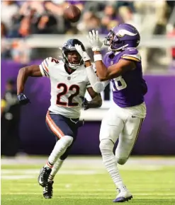  ?? ABBIE PARR/AP ?? With Kindle Vildor among the Bears cornerback­s who won’t play, Vikings wide receiver Justin Jefferson could have a field day.