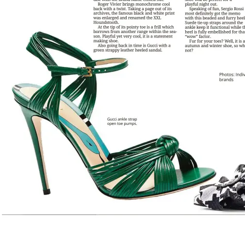  ?? Photos: Individual brands ?? gucci ankle strap open toe pumps.