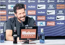  ?? /EFE. ?? Diego Simeone, ayer, durante la videoconfe­rencia previa al duelo de hoy ante el Athletic.