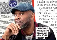  ?? ?? EVIDENCE Dr Raymond
Stevenson with SOSA dossier