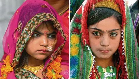  ?? Fotos: Divyakant Solanki, F. Karimy, dpa ?? Kinderehen (hier Kinderbräu­te in Indien und Afghanista­n) sind in vielen Ländern verbreitet – auch in der Türkei.