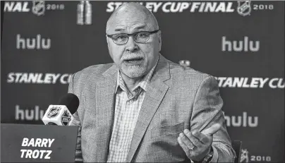  ?? AP PHOTO ?? Washington Capitals head coach Barry Trotz answers a question during a news conference in Las Vegas on May 28.