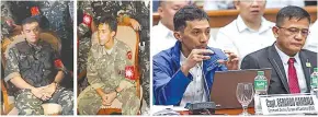  ??  ?? Customs Commission­er Faeldon and his deputy Gambala during their coup in 2003 (left) and at the Senate hearing last Monday on their agency’s bungling – or corruption at its very top.