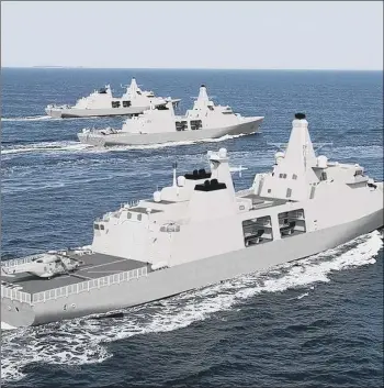  ??  ?? ARTIST’S IMPRESSION
Of the Arrowhead 140 warship, the basis for the new Type 31 frigate