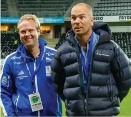  ?? FOTO: NTB SCANPIX ?? Christophe­r Langeland og Mads Nesset sammen etter en kamp mot Bodø/glimt tidligere i sesongen.