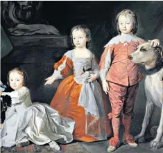  ??  ?? Dressed for the occasion: a portrait of the three sons of Sir Henry Harpur (1745)