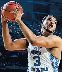  ?? TOM PENNINGTON/GETTY ?? Senior center Kennedy Meeks scored 25 points and secured 14 rebounds in North Carolina’s Final Four win over Oregon on Saturday.