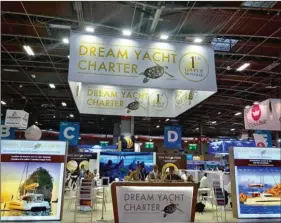  ??  ?? Leader mondial de la location de bateaux, Dream Yacht Charter, qui disposait d’un stand impression­nant au dernier Nautic de Paris, étoffe peu à peu ses offres de gestion locative de bateaux à moteur.
