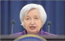  ?? SUSAN WALSH / AP ?? Federal Reserve Chair Janet Yellen will likely discuss the economic impact of two hurricanes, vote on the bond portfolio and wrap up a two-day meeting of its policymake­rs on Wednesday.