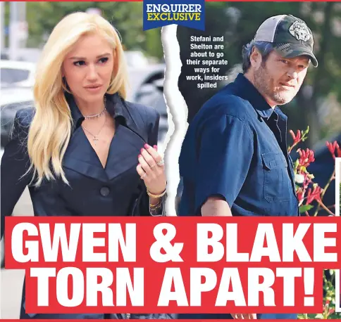  ??  ?? Stefani and Shelton are about to go their separate
ways for work, insiders
spilled