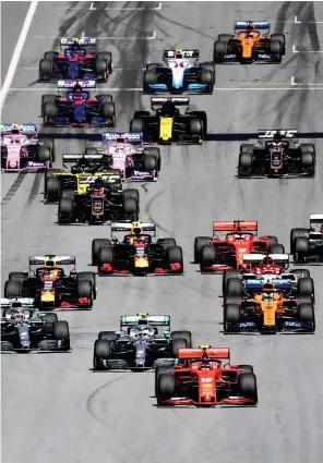  ?? (AFP) ?? In this June 30, 2019, picture, Ferrari’s Monegasque driver Charles Leclerc leads at the start of the Austrian Grand Prix in Spielberg.