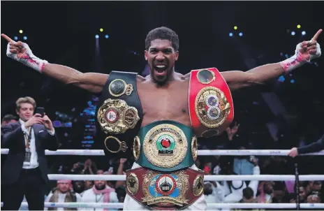  ?? Reuters ?? Anthony Joshua, left, is looking to add Tyson Fury’s WBC title to his own WBA, IBF and WBO belts when the two fighter’s clash in one of the most high-profile bouts in boxing history