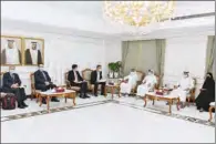  ?? ?? Qatar Chamber officials, including Chairman Sheikh Khalifa bin Jassim Al Thani, meet with British Parliament delegation headed by Angus Brendan MacNeil, Chair of the UK Internatio­nal Trade Commission.