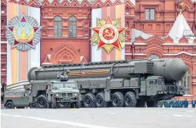  ?? Photo / AP ?? A Russian RS-24 Yars ballistic missile rolls in Red Square ahead of the Victory Day military parade in Moscow.