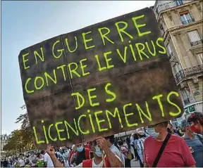  ??  ?? Lors de la journée de grèves à l’appel de la CGT, le 17 septembre à Paris.