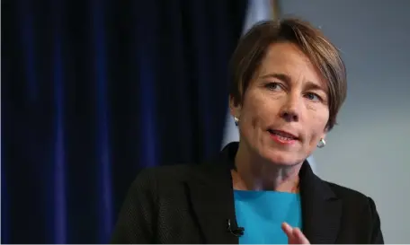  ?? NANCY LANE / HERALD STAFF FILE ?? VIRUS HARDSHIP CITED: Attorney General Maura Healey has filed an emergency regulation to limit debt collection­s while Massachuse­tts is in a state of emergency.