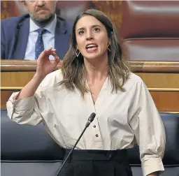  ?? EDUARDO PARRA/EUROPA PRESS ?? Irene Montero, ministra de Igualdad, yer.