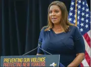  ?? AP ?? New York Attorney General Letitia James speaks in New York on Monday.