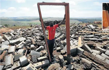  ?? Pictures: Sandile Ndlovu ?? Sizanempi Msane,50, says all he had left to do on the house he had worked on for two years was to put in the door and window panes. But then the tornado tore through eMpolweni, outside Pietermari­tzburg, on Tuesday.