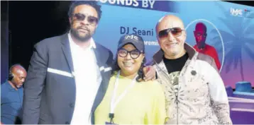 ?? ?? Shaggy (left), Judith Bodley, and Grammy-nominated producer Costi share a photo op at the Island Music Conference at Courtleigh Auditorium in New Kingston.
