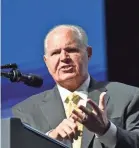  ?? NICHOLAS KAMM/AFP VIA GETTY IMAGES ?? Rush Limbaugh wielded influence far beyond the scope of most radio personalit­ies. He counted President Donald Trump among his friends.