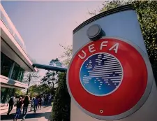  ??  ?? L’ingresso del quartier generale della Uefa a Nyon in Svizzera AFP