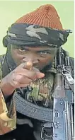  ??  ?? WRONG PATH: Abubakar Shekau, the leader of Boko Haram, gesticulat­es in a video taken by the Nigerian extremist group