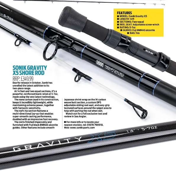 Bass Rod Fishing Tackle Sonik Sks Black Shore Rod 14ft Beachcaster